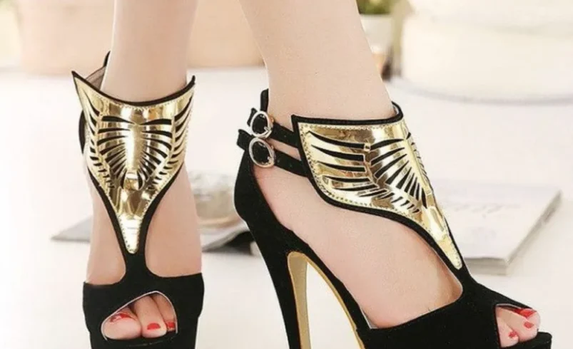 black and gold shoes
