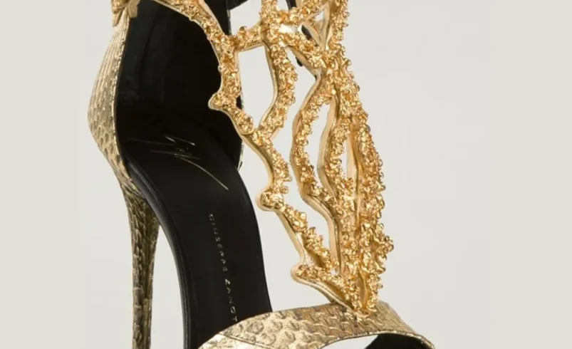 gold designer heels