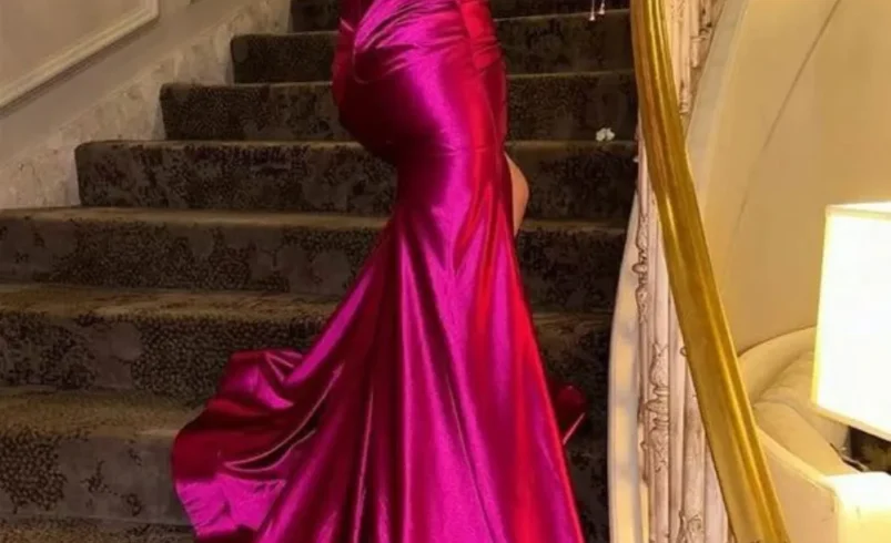 women's dark pink strapless mermaid dress for a gala
