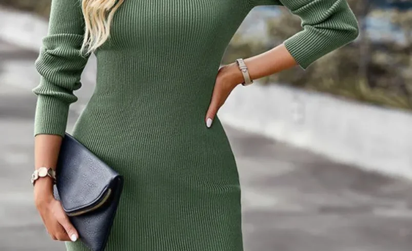 high neck mini dress